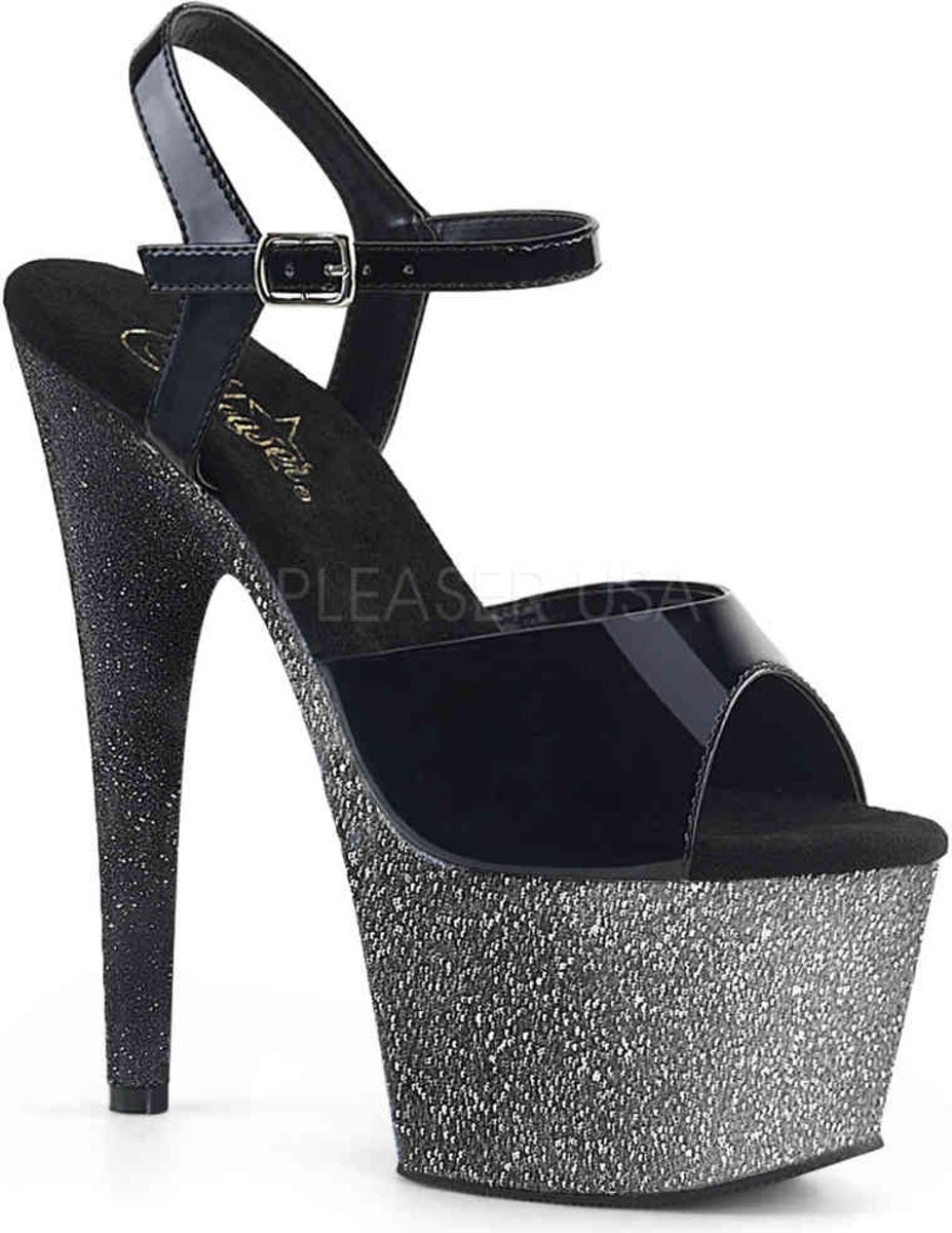 EU 41,5 = US 11 | ADORE-709OMBRE | 7 Heel, 2 3/4 Ombre Glittered PF Ankle Strap Sandal